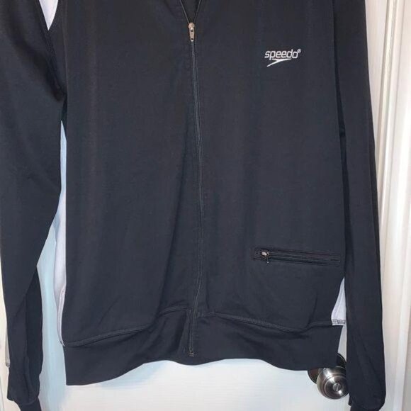 Speedo Expedite Black Varsity Athletic Warmup Full Zip Up Jacket Size Medium - Picture 4 of 6